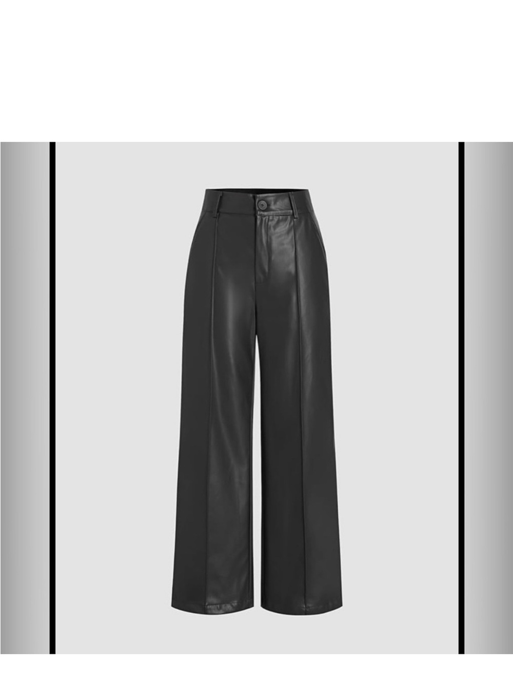 Cider wide-leg faux black leather trouser pants zip close front and back pockets